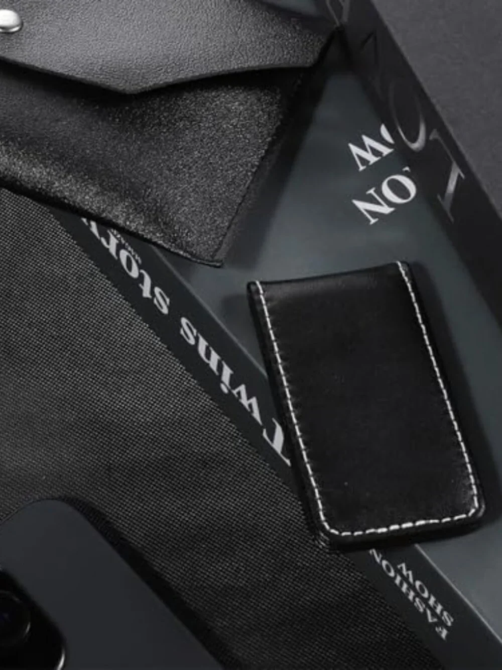 Black Magnetic Money Clip Minimalist Design‎ Cash Wallet Slim Leather Business